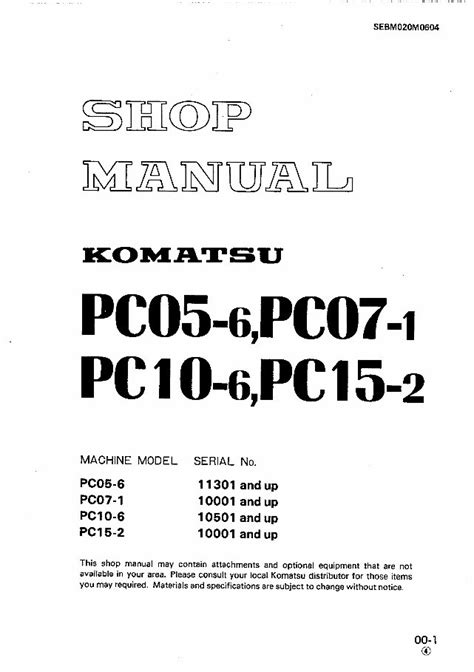 Komatsu pc05 6 pc07 1 pc10 6 pc15 2 excavator service manual. - Manuale di servizio di franke saphira.
